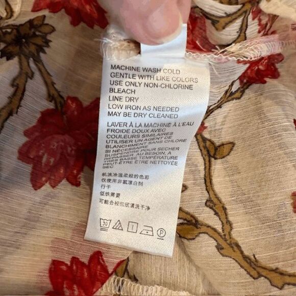 Free People Keeping Up With Kara Tunic Ivory Floral Chiffon Embroidery Small - Picture 10 of 15